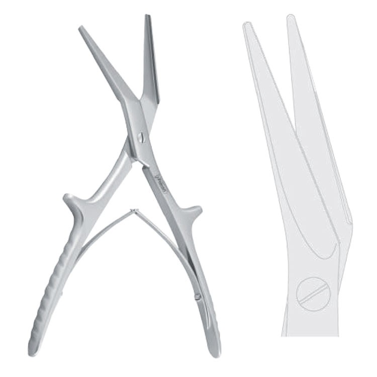 Shear bone cutting Tessier serrated 15° angled 195mm