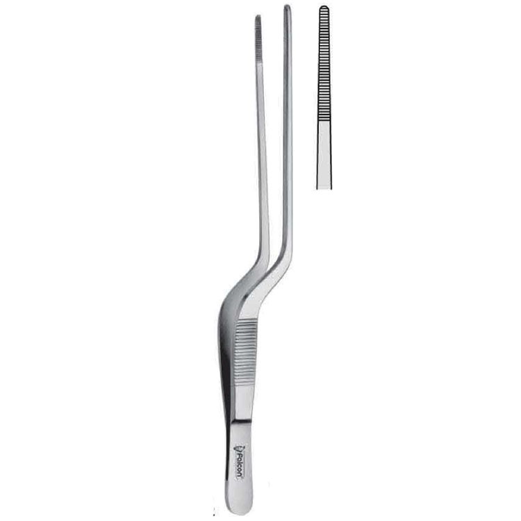 Forceps aural dressing Lucae serrated bayonet 140mm