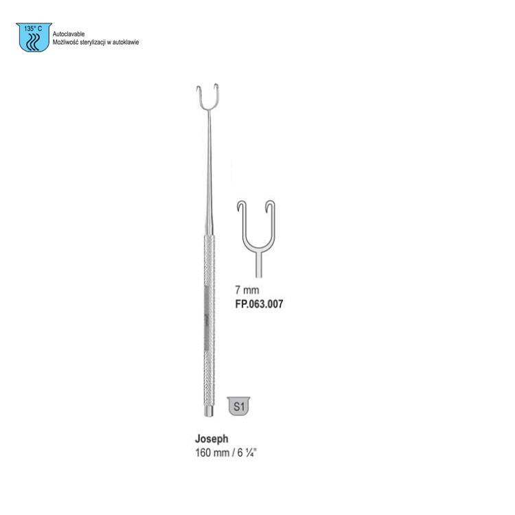 Hook Joseph 2-prongs sharp 7mm, 160mm
