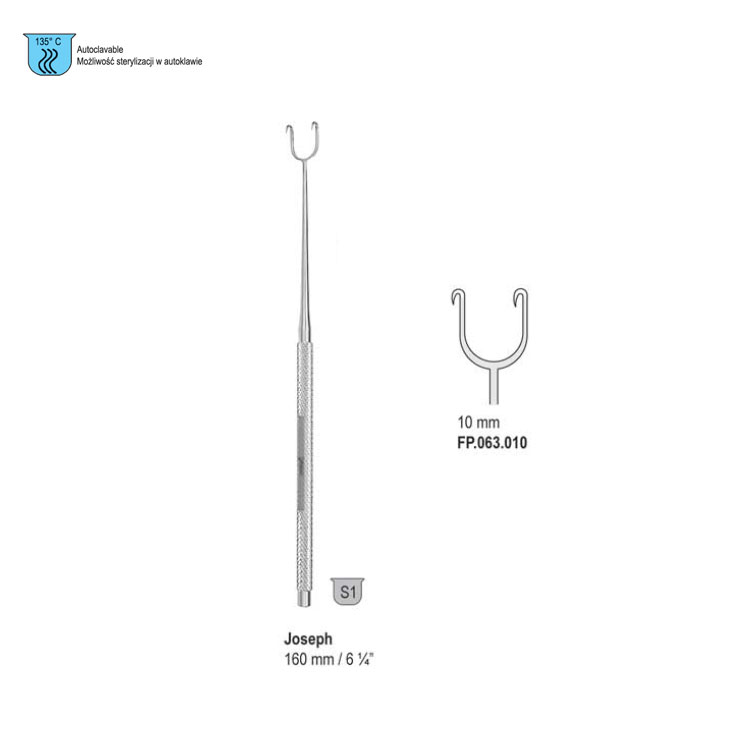 Hook Joseph 2-prongs sharp 10mm,160mm