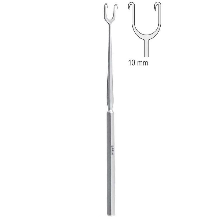 Hook McIndoe 2-prongs sharp 10mm, 150mm 