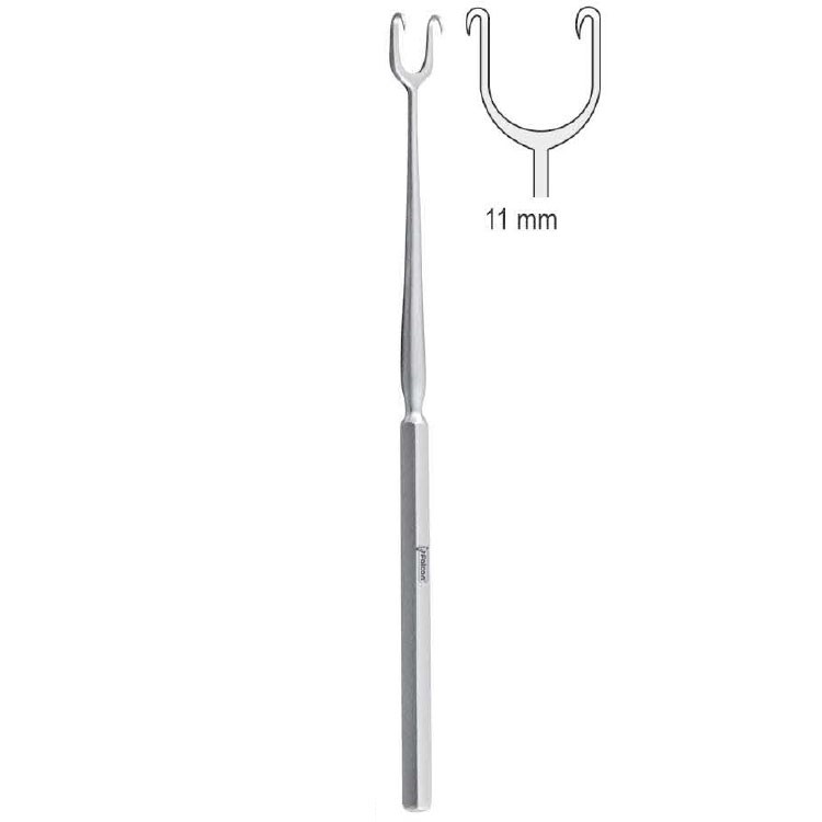 Hook McIndoe 2-prongs sharp 11mm, 150mm 