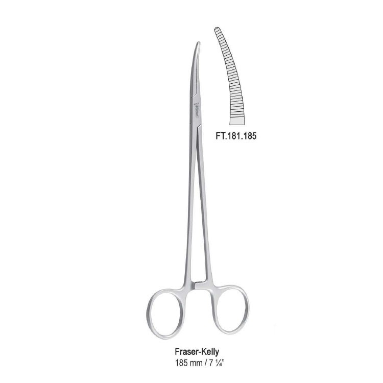 Forceps artery Fraser-Kelly curved 185mm