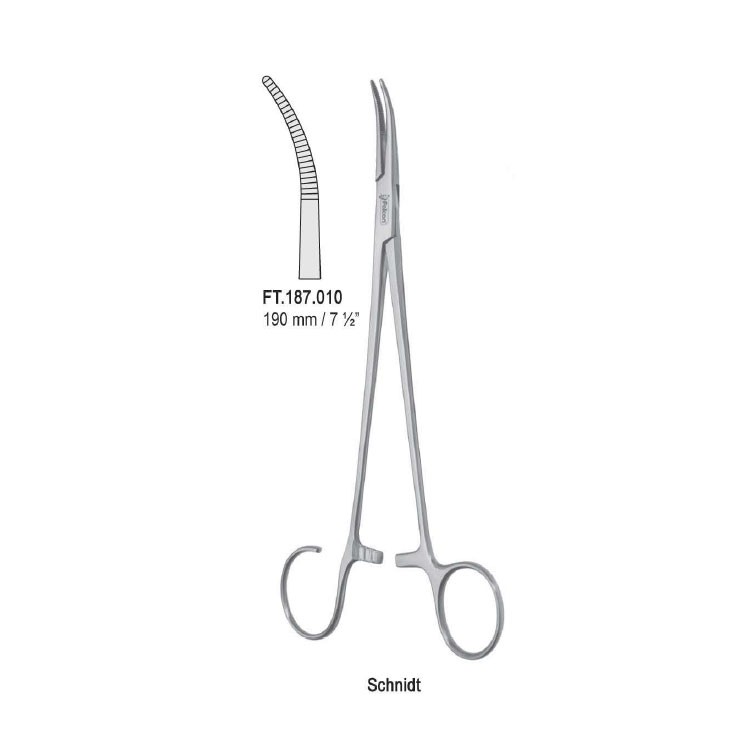 Forceps artery Schnidt open ring  fig. 1 curved 190mm