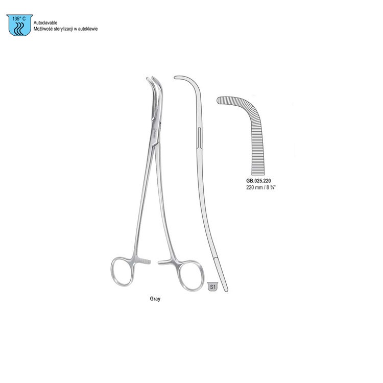 Clamp gall duct Gray S-Shape 230mm
