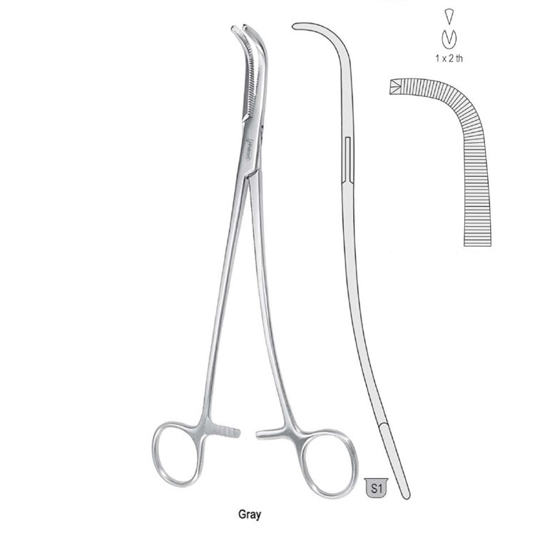 Clamp gall duct Gray 1x2th s-shape 230mm