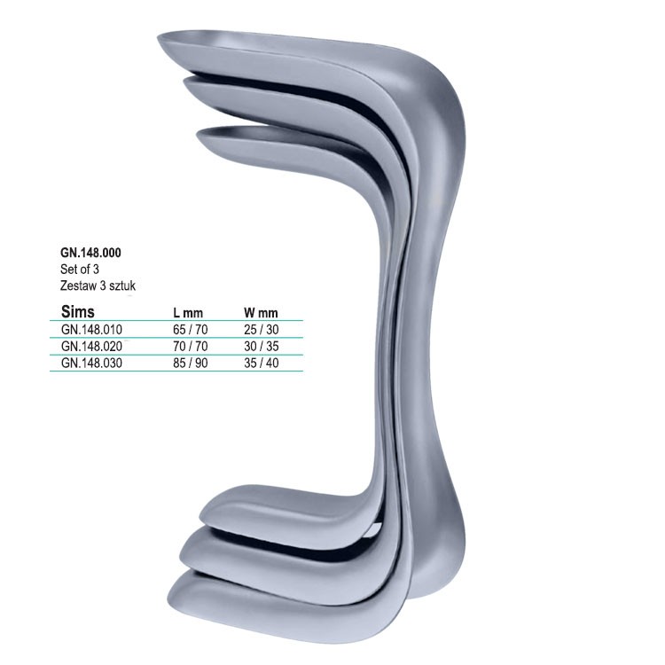 Specula vaginal double ended Sims set of 3