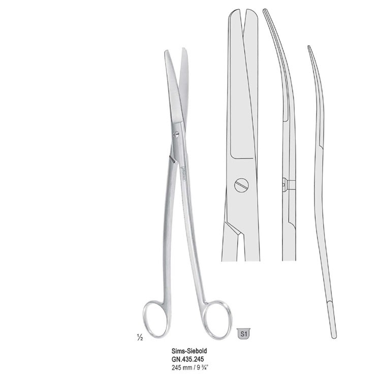 Scissors uterine Sims-Siebold blunt S-Shaped 245mm