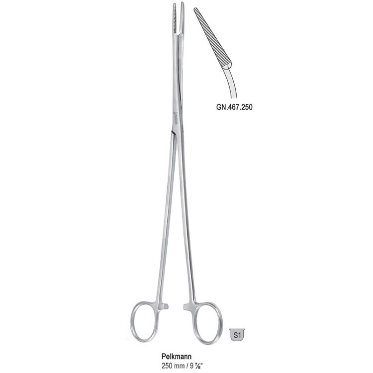 Forceps dressing Pelkmann delicate curved 250mm