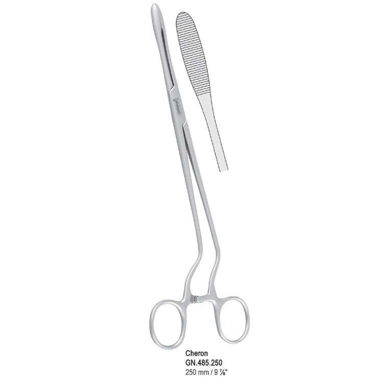 Forceps dressing Cheron cranked 250mm 