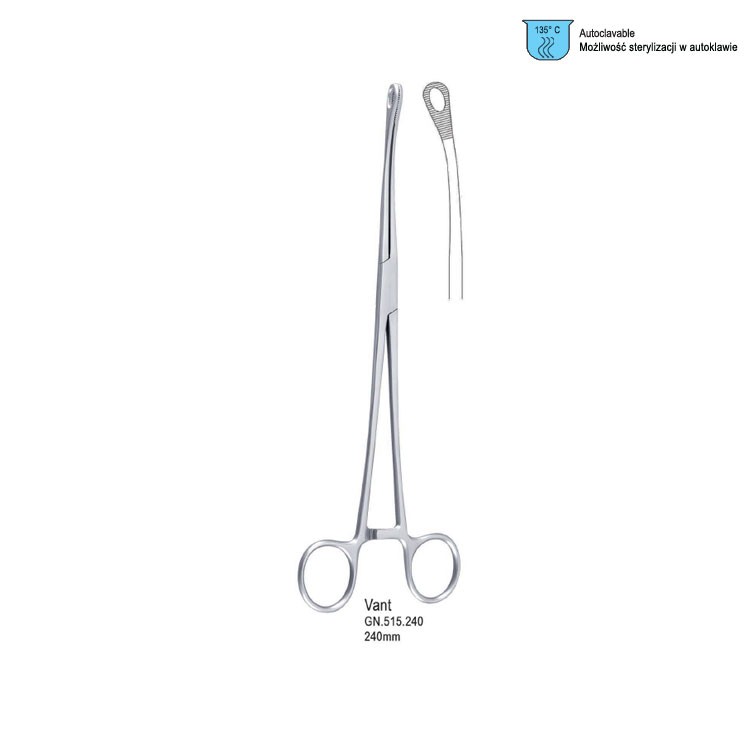 Forceps uterine polypus Vant curved 240mm