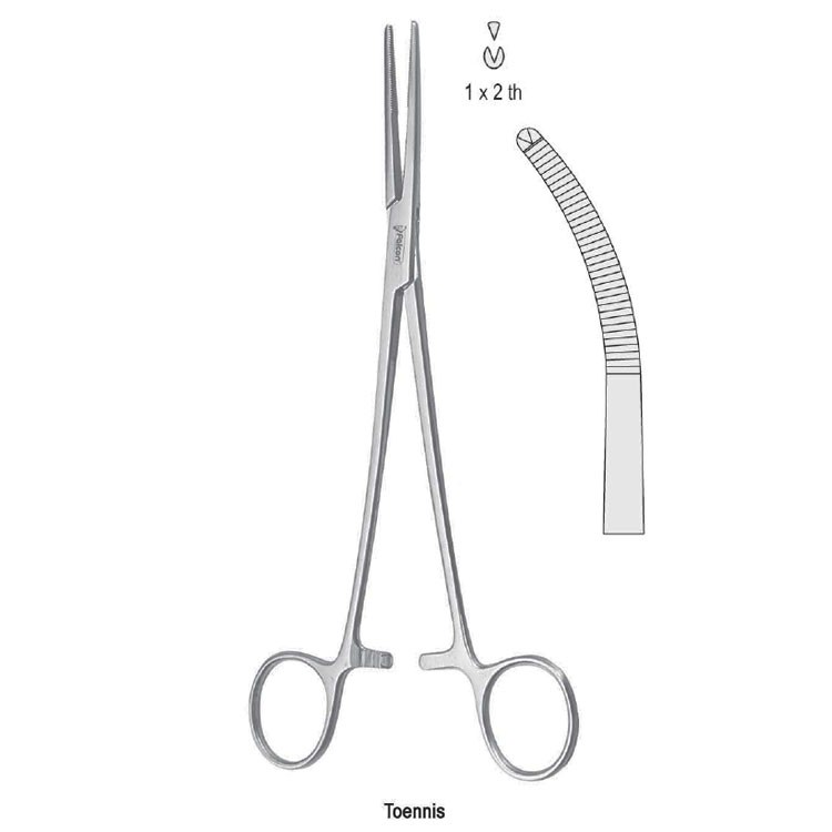 Forceps hysterectomy Toennis 1x2th curved 210mm