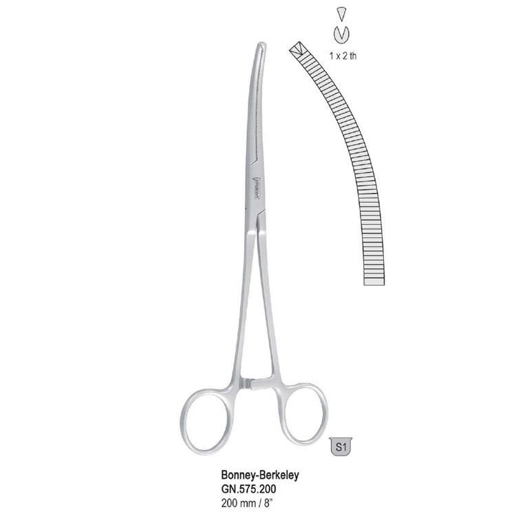 Forceps hysterectomy Bonney-Berkeley 1x2th curved 200mm