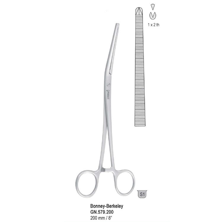 Forceps hysterectomy Bonney-Berkeley 1x2th angled 200mm