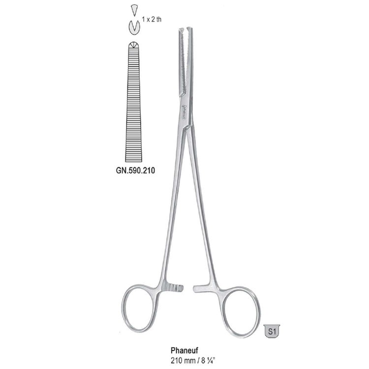 Forceps hysterectomy Phaneuf 1x2th straight 210mm