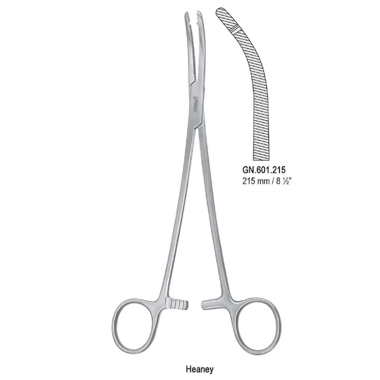 Forceps hysterectomy Heaney 1th curved 215mm