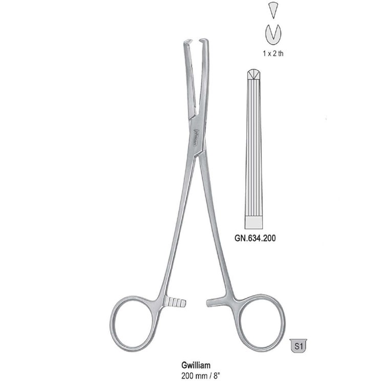 Forceps hysterectomy Gwilliam 1x2th straight 200mm