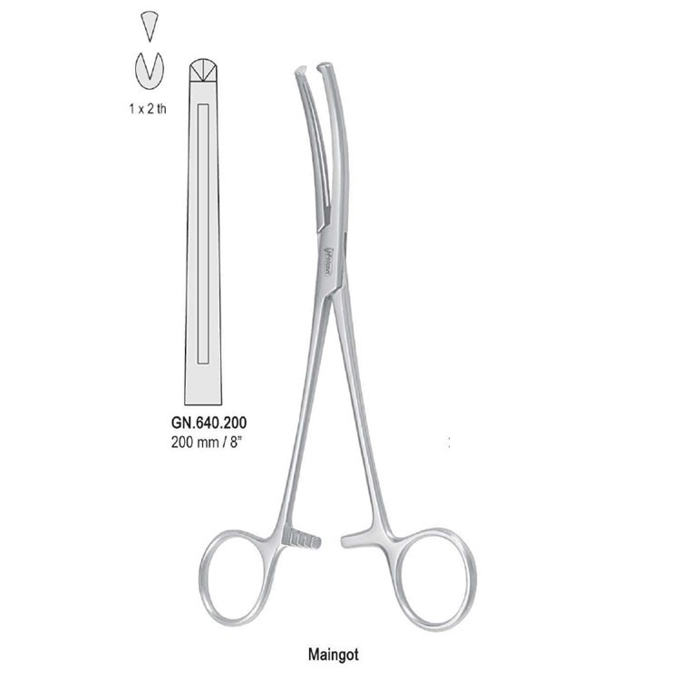 Forceps hysterectomy Maingot keyed-jaws 1x2th straight 200mm