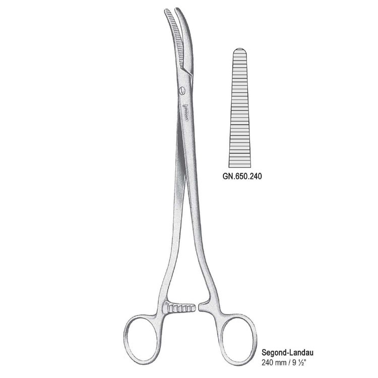 Forceps hysterectomy Segond-Landau straight 240mm