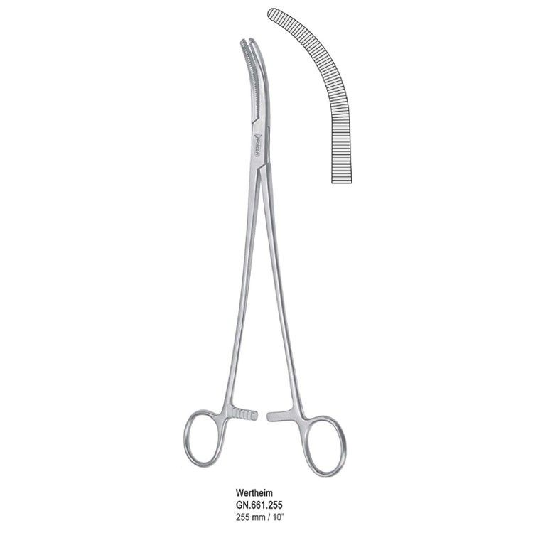 Forceps hysterectomy Wertheim curved 255mm