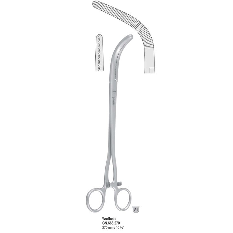 Forceps hysterectomy Wertheim curved 270mm