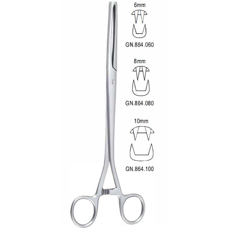 Forceps vulsellum Museux 2x2th straight 8x240mm