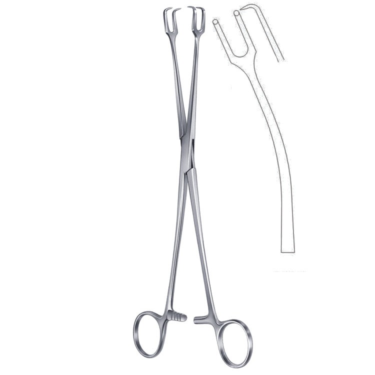 Forceps vulsellum Schroeder 2x2th less-curved 250mm