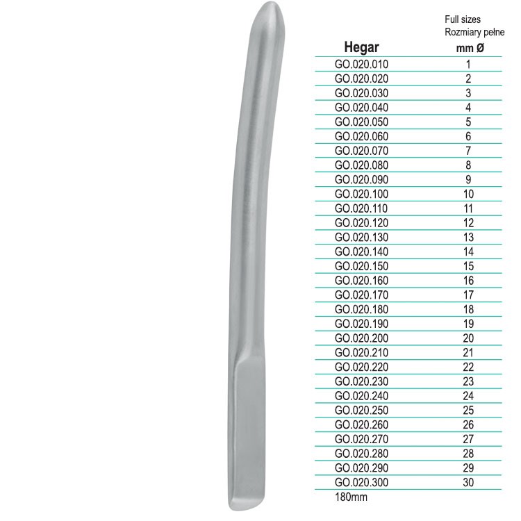 Dilator uterine SE Hegar Ø 30mm/185mm