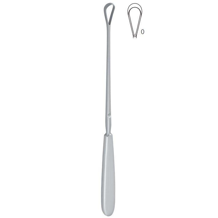 Curette uterine Sims rigid sharp fig.0/6x255mm