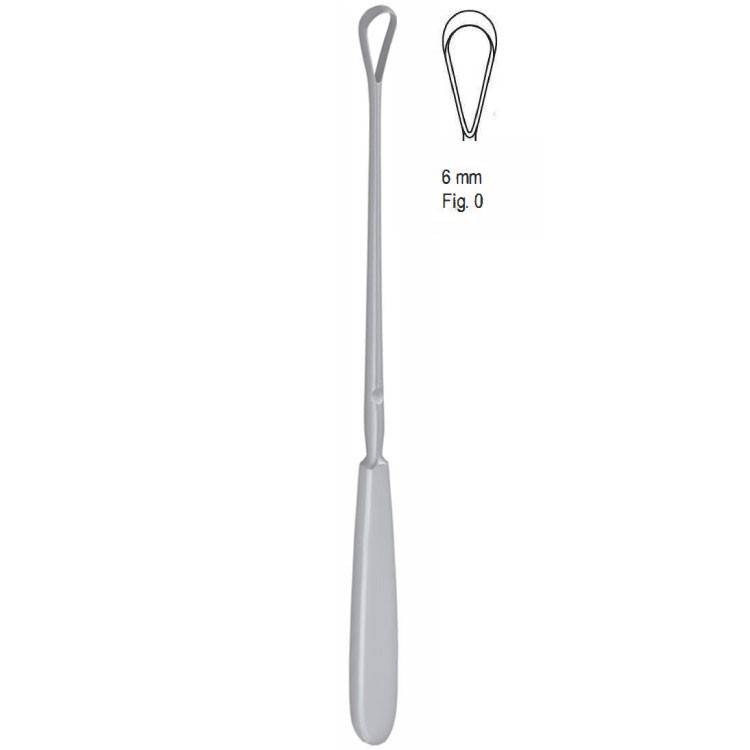 Curette uterine Sims rigid blunt fig.0/6x255mm