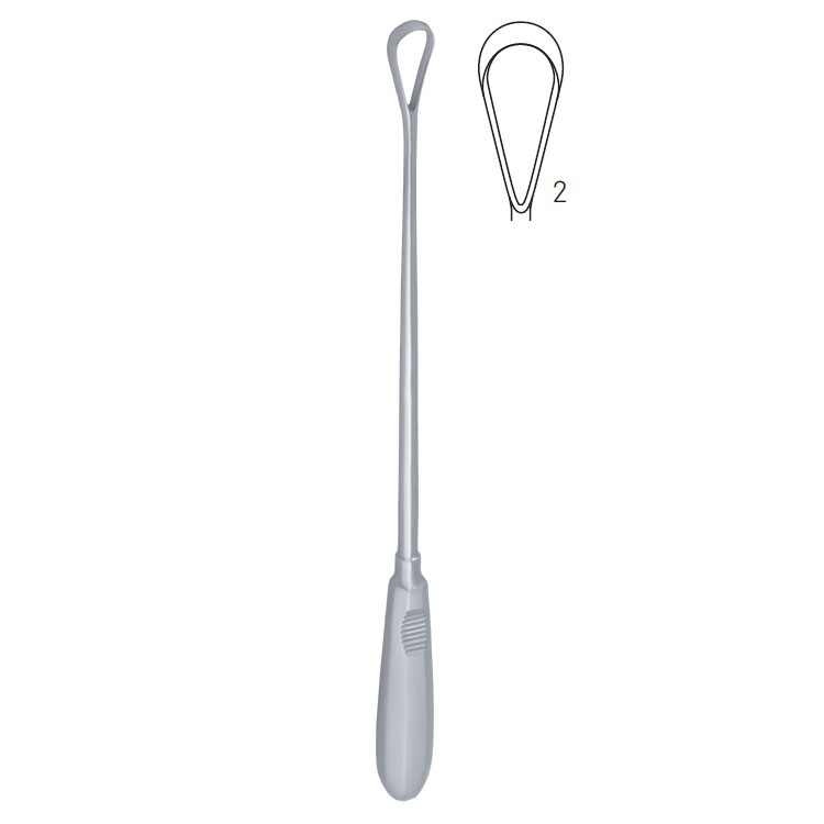Curette uterine Recamier rigid sharp fig.2/8x310mm