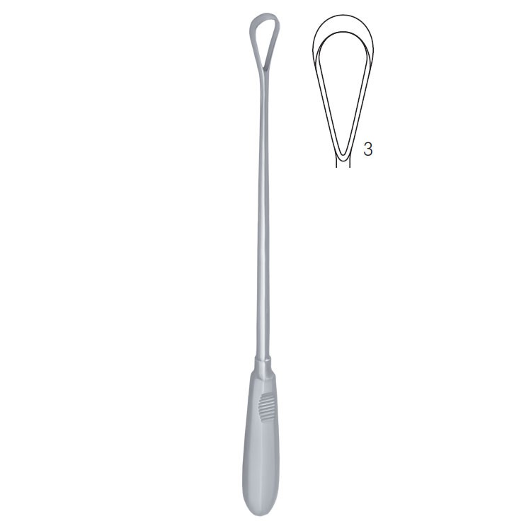Curette uterine Recamier rigid sharp fig.3/9x310mm