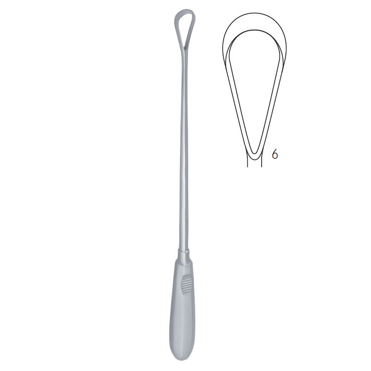 Curette uterine Recamier rigid sharp fig.6/14x310mm