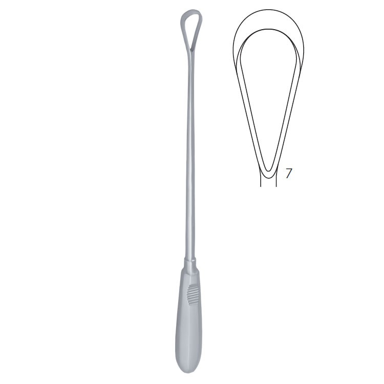 Curette uterine Recamier rigid sharp fig.7/15x310mm