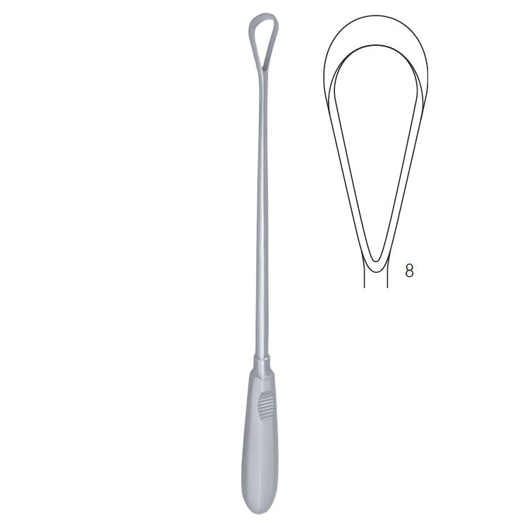 Curette uterine Recamier rigid sharp fig.8/16x310mm