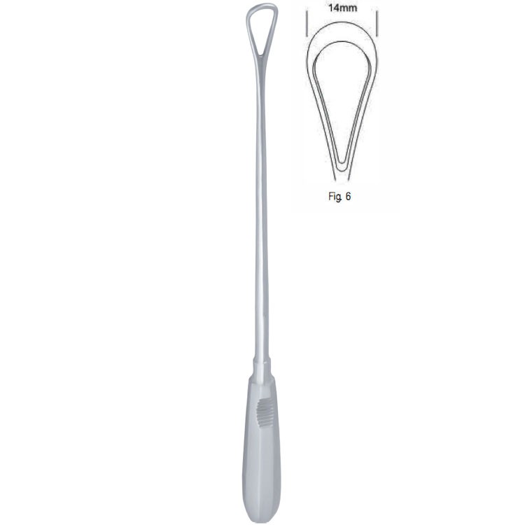 Curette uterine Recamier rigid blunt fig.6/14x310mm