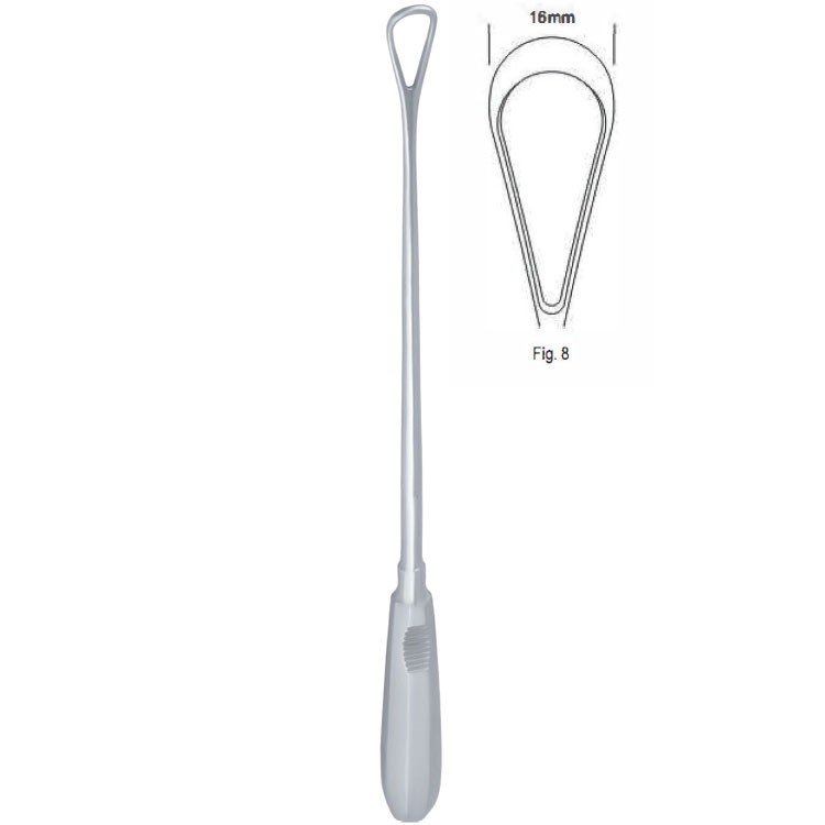 Curette uterine Recamier rigid blunt fig.8/16x310mm