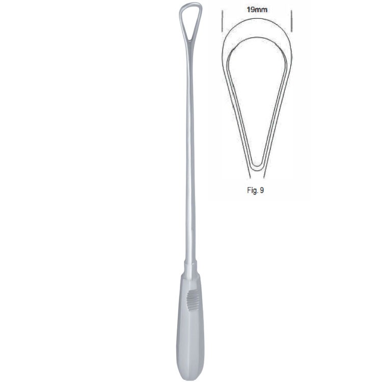 Curette uterine Recamier rigid blunt fig.9/19x310mm