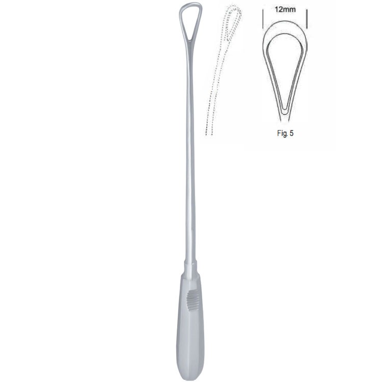 Curette uterine Recamier malleable blunt fig.5/12x310mm