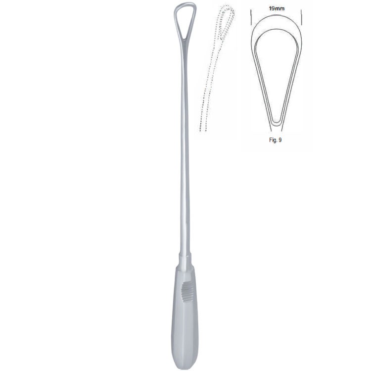 Curette uterine Recamier malleable blunt fig.9/19x310mm