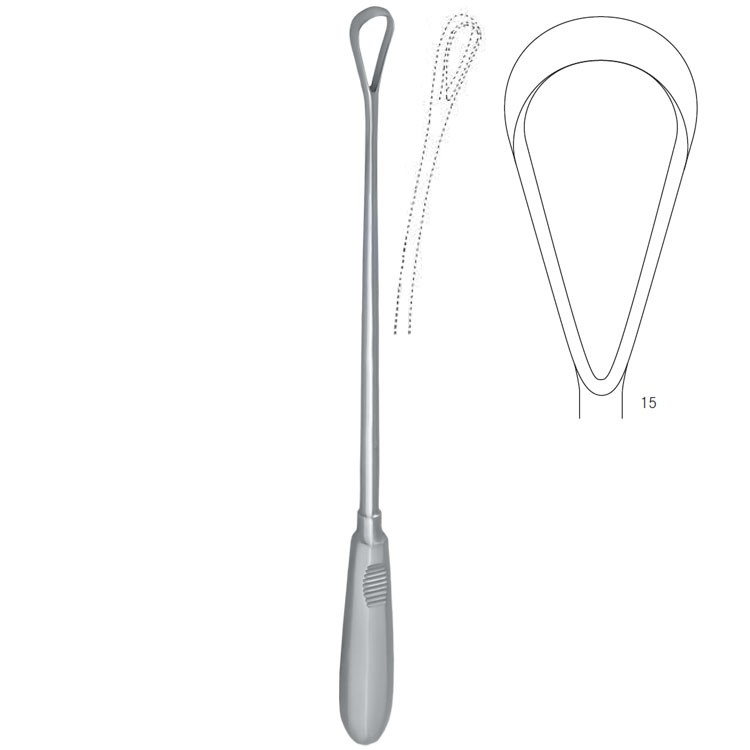 Curette uterine Recamier-Bumm malleable sharp fig.15/35x340mm