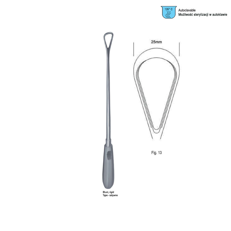 Curette uterine Recamier-Bumm rigid blunt fig.13/25x340mm