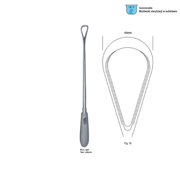 Curette uterine Recamier-Bumm rigid blunt fig.16/40x340mm