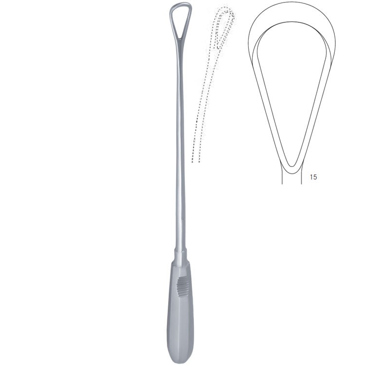 Curette uterine Recamier-Bumm malleable blunt fig.15/35x340mm