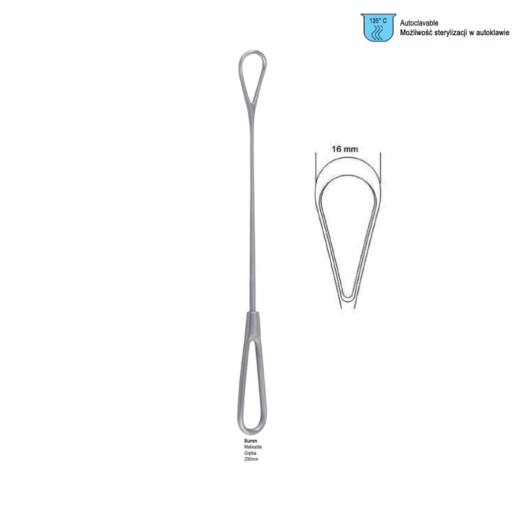 Curette uterine Bumm malleable sharp fig.0/16.0x290mm