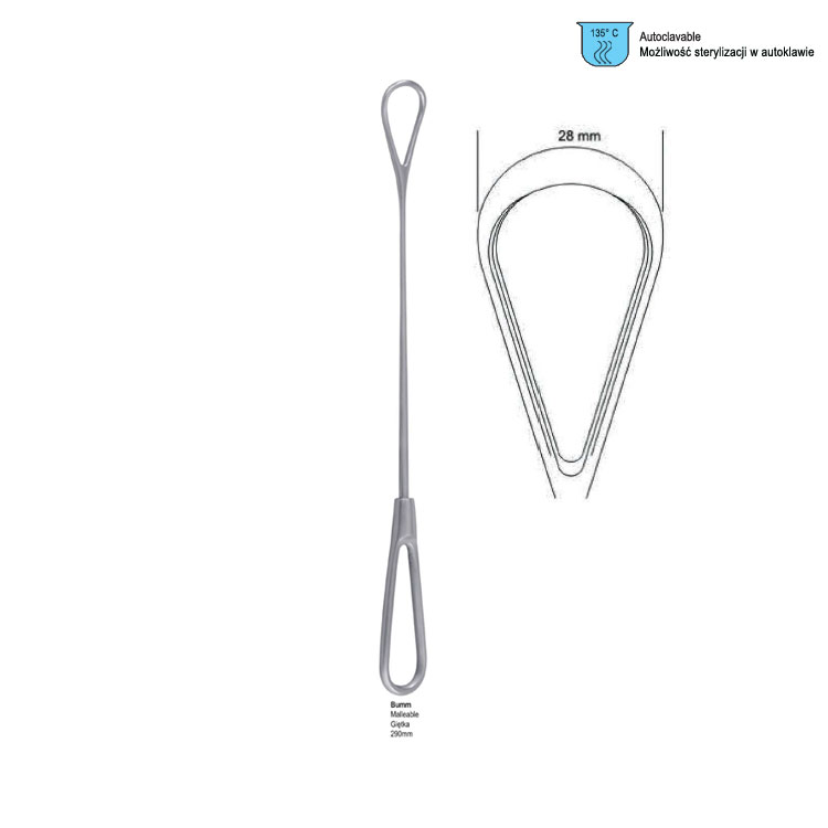 Curette uterine Bumm malleable sharp fig.6/28.5x290mm