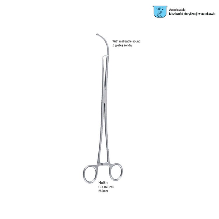 Forceps cervix manipulating Hulka with malleable sound 280mm