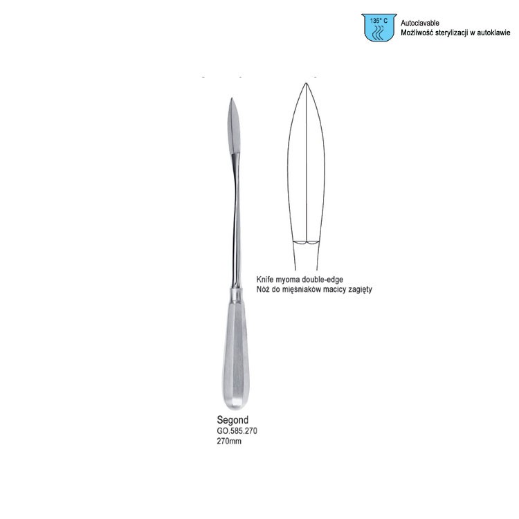 Knife myoma Segond double-edge curved 270mm