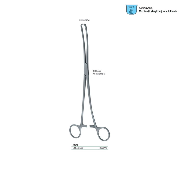 Forceps amniotomy Iowa 5x6th S-Shape 260mm