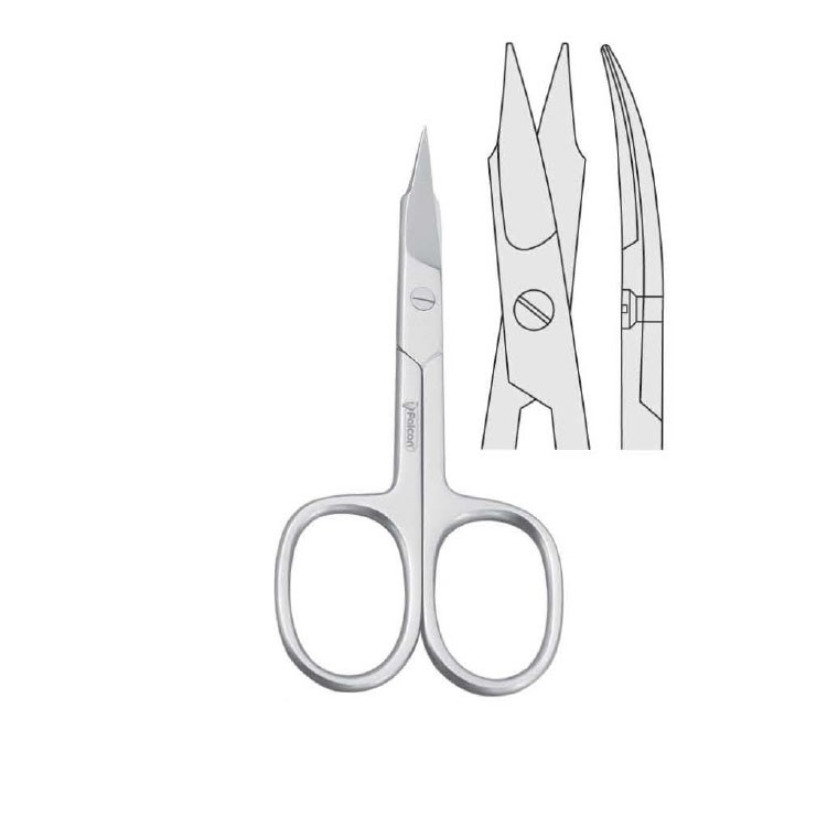 Scissors manicure finger nail arrow point curved 90mm
